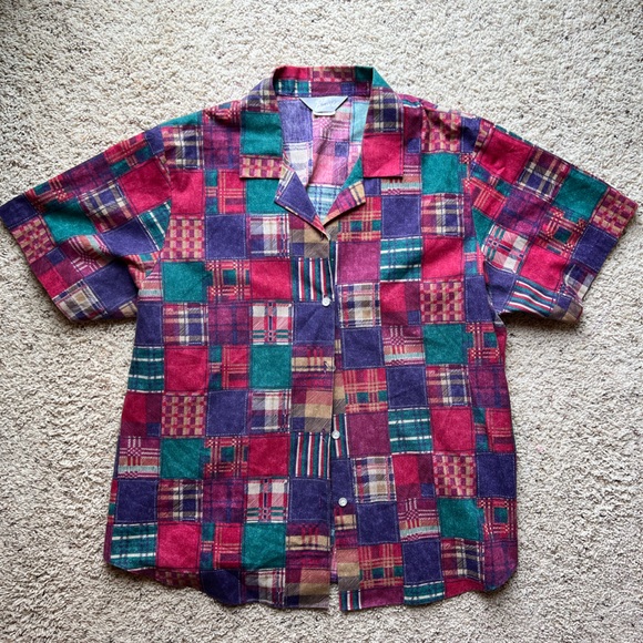 90s vintage oversized button down. Cute vintage pattern - Picture 6 of 6